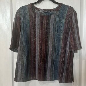 Kim & Cami size S short sleeve multicolor, glitter fabric top